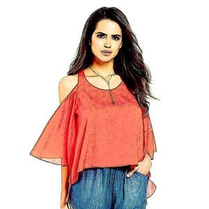 Gianni Bini bright orange cold shoulder blouse